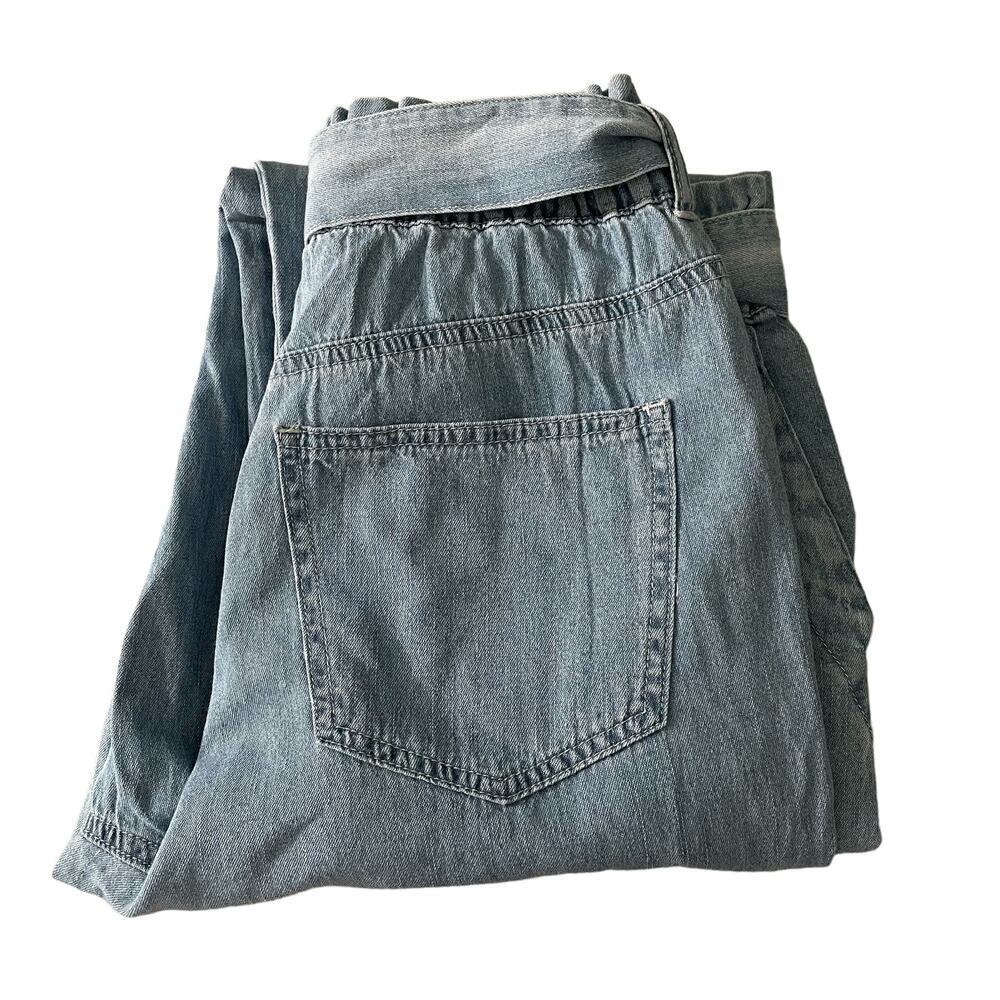 TGLA Jogger Pants Jeans Medium Paper Bag Blue Stretchable Waist High‎ Rise NWT